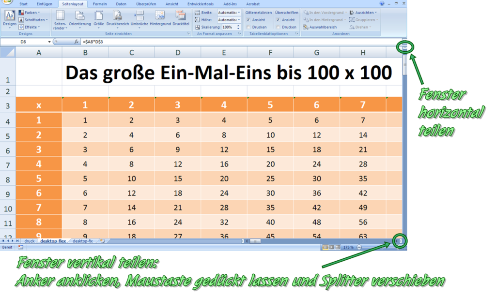 Excel Zeile fixieren
